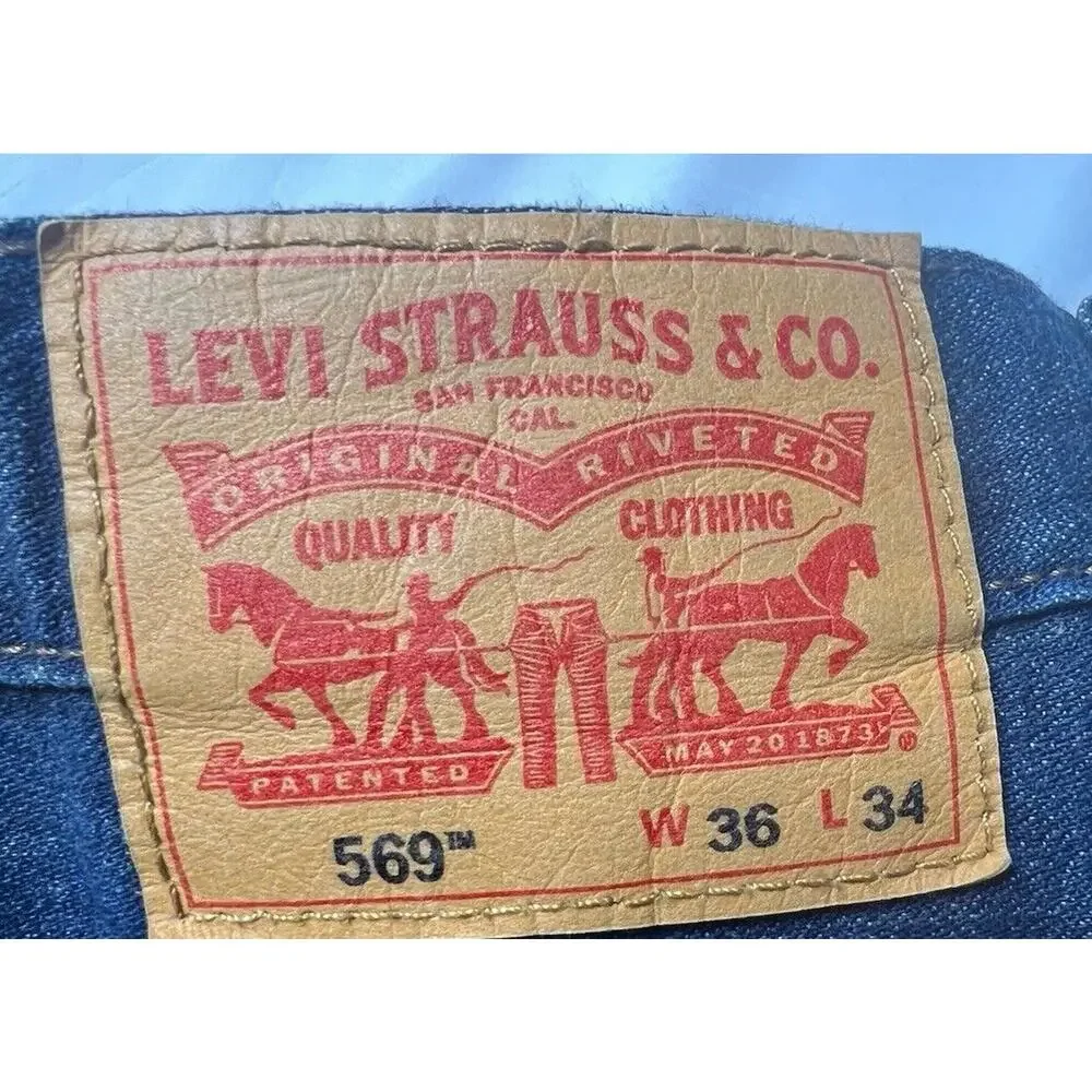 Levis 569 Men's Loose Straight Fit Blue Denim‎ Jeans- Size 39x33.5*